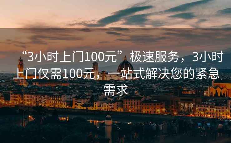 “3小時上門100元”極速服務，3小時上門僅需100元，一站式解決您的緊急需求