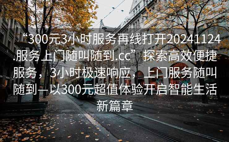 “300元3小時服務(wù)再線打開20241124.服務(wù)上門隨叫隨到.cc”探索高效便捷服務(wù)，3小時極速響應(yīng)，上門服務(wù)隨叫隨到—以300元超值體驗開啟智能生活新篇章