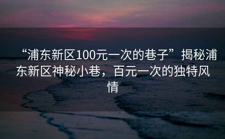 “浦東新區100元一次的巷子”揭秘浦東新區神秘小巷，百元一次的獨特風情