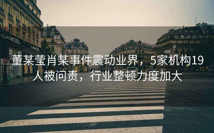 董某瑩肖某事件震動(dòng)業(yè)界，5家機(jī)構(gòu)19人被問責(zé)，行業(yè)整頓力度加大