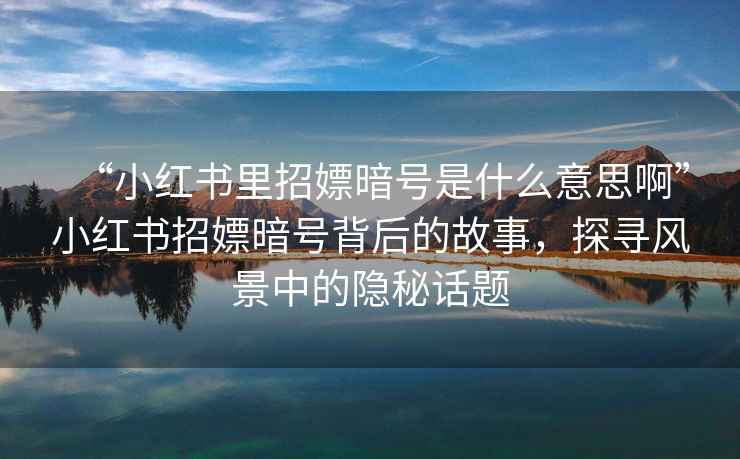 “小紅書里招嫖暗號是什么意思啊”小紅書招嫖暗號背后的故事，探尋風景中的隱秘話題