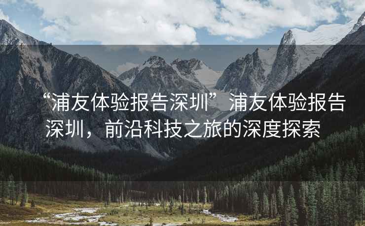“浦友體驗報告深圳”浦友體驗報告深圳，前沿科技之旅的深度探索