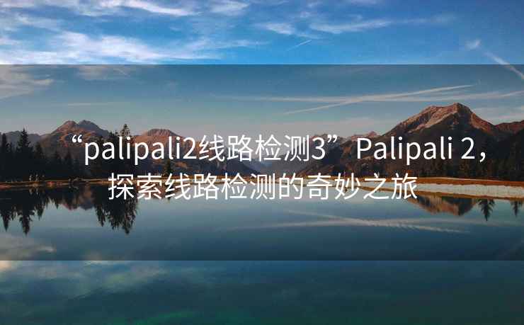 “palipali2線路檢測3”Palipali 2，探索線路檢測的奇妙之旅