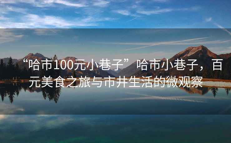 “哈市100元小巷子”哈市小巷子，百元美食之旅與市井生活的微觀察