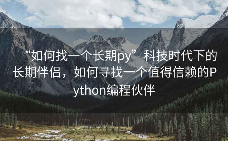 “如何找一個長期py”科技時代下的長期伴侶，如何尋找一個值得信賴的Python編程伙伴