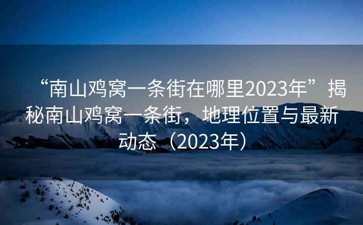 “南山雞窩一條街在哪里2023年”揭秘南山雞窩一條街，地理位置與最新動態（2023年）