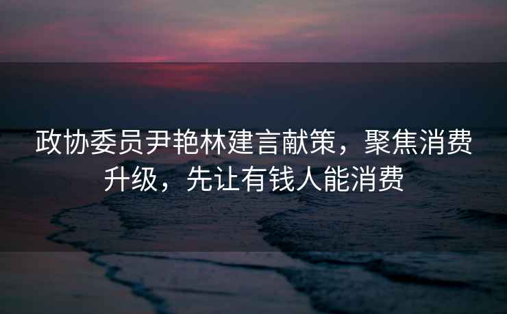 政協委員尹艷林建言獻策，聚焦消費升級，先讓有錢人能消費