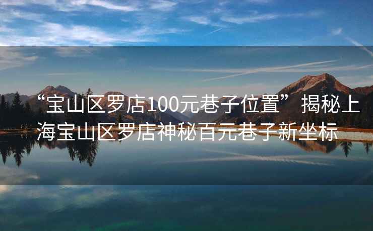 “寶山區(qū)羅店100元巷子位置”揭秘上海寶山區(qū)羅店神秘百元巷子新坐標