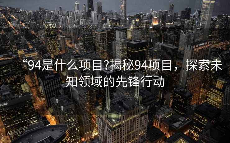 “94是什么項目?揭秘94項目，探索未知領域的先鋒行動