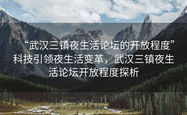 “武漢三鎮夜生活論壇的開放程度”科技引領夜生活變革，武漢三鎮夜生活論壇開放程度探析