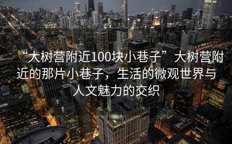“大樹營附近100塊小巷子”大樹營附近的那片小巷子，生活的微觀世界與人文魅力的交織