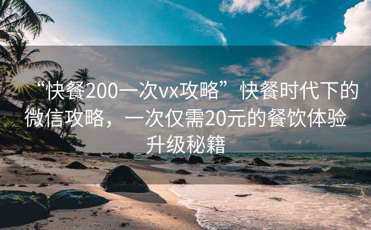 “快餐200一次vx攻略”快餐時代下的微信攻略，一次僅需20元的餐飲體驗升級秘籍