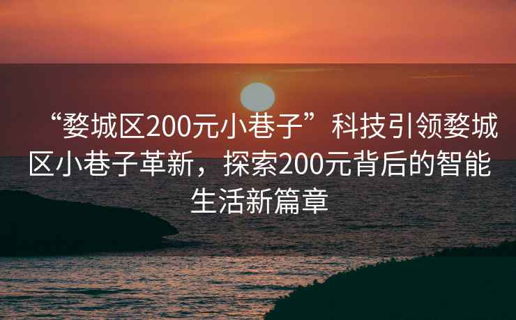 “婺城區200元小巷子”科技引領婺城區小巷子革新，探索200元背后的智能生活新篇章