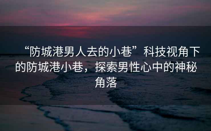 “防城港男人去的小巷”科技視角下的防城港小巷，探索男性心中的神秘角落
