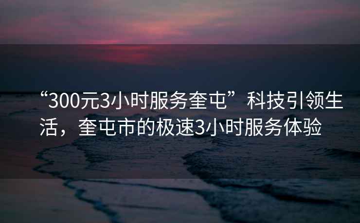 “300元3小時服務奎屯”科技引領生活，奎屯市的極速3小時服務體驗