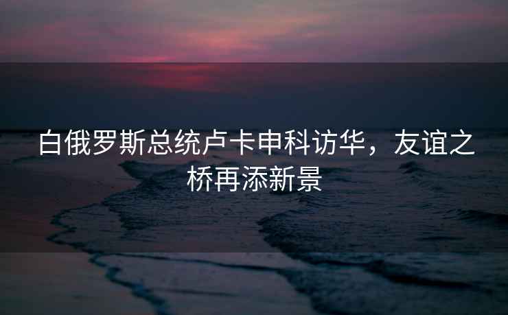 白俄羅斯總統(tǒng)盧卡申科訪華，友誼之橋再添新景