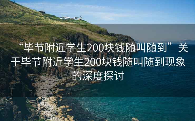 “畢節附近學生200塊錢隨叫隨到”關于畢節附近學生200塊錢隨叫隨到現象的深度探討