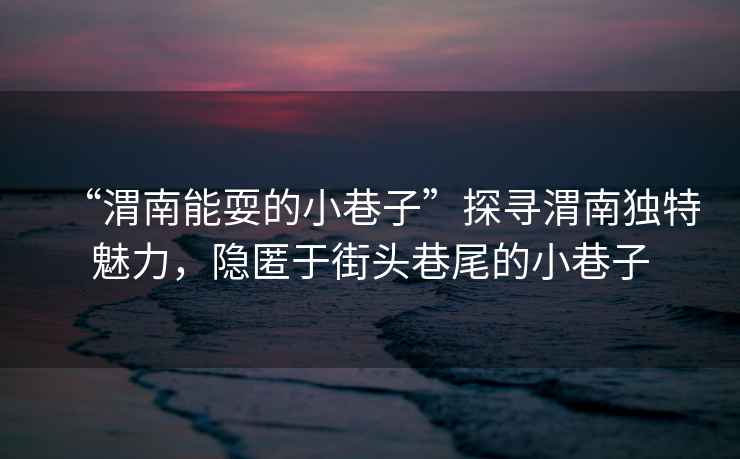 “渭南能耍的小巷子”探尋渭南獨特魅力，隱匿于街頭巷尾的小巷子