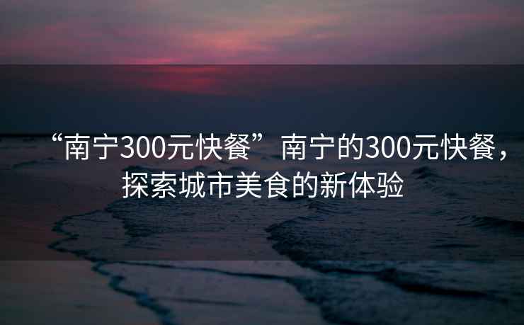 “南寧300元快餐”南寧的300元快餐，探索城市美食的新體驗(yàn)