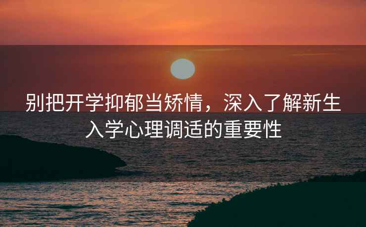 別把開學抑郁當矯情，深入了解新生入學心理調適的重要性