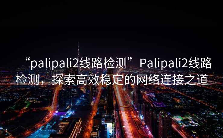 “palipali2線路檢測”Palipali2線路檢測，探索高效穩定的網絡連接之道