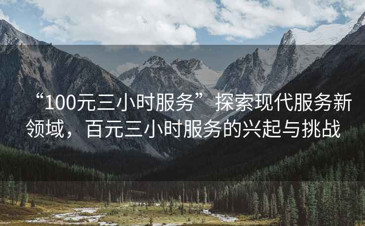 “100元三小時服務”探索現代服務新領域，百元三小時服務的興起與挑戰