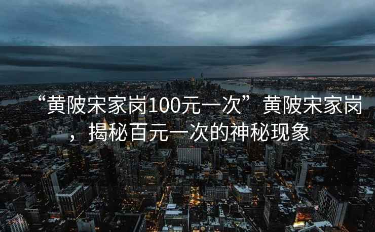 “黃陂宋家崗100元一次”黃陂宋家崗，揭秘百元一次的神秘現象