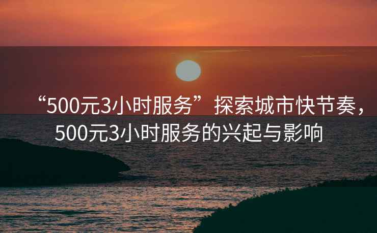 “500元3小時(shí)服務(wù)”探索城市快節(jié)奏，500元3小時(shí)服務(wù)的興起與影響