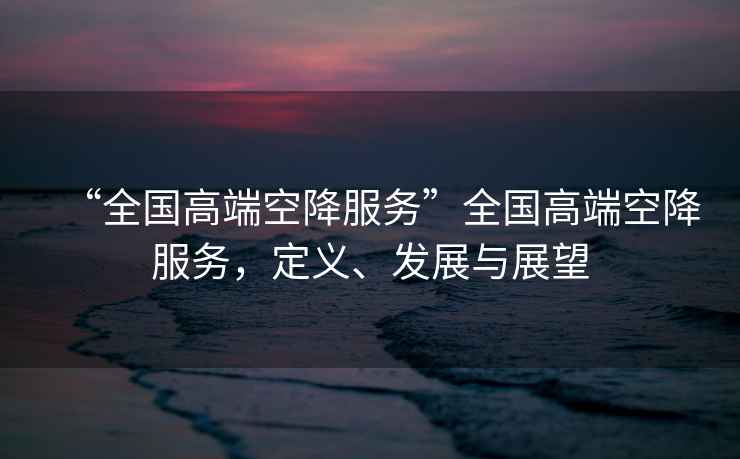 “全國高端空降服務”全國高端空降服務，定義、發展與展望