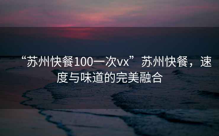 “蘇州快餐100一次vx”蘇州快餐，速度與味道的完美融合