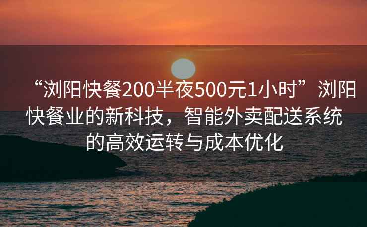“瀏陽快餐200半夜500元1小時”瀏陽快餐業的新科技，智能外賣配送系統的高效運轉與成本優化
