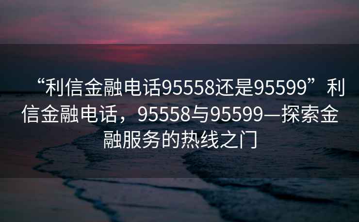 “利信金融電話95558還是95599”利信金融電話，95558與95599—探索金融服務的熱線之門