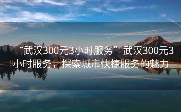 “武漢300元3小時服務”武漢300元3小時服務，探索城市快捷服務的魅力