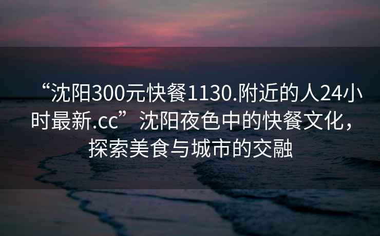 “沈陽300元快餐1130.附近的人24小時最新.cc”沈陽夜色中的快餐文化，探索美食與城市的交融