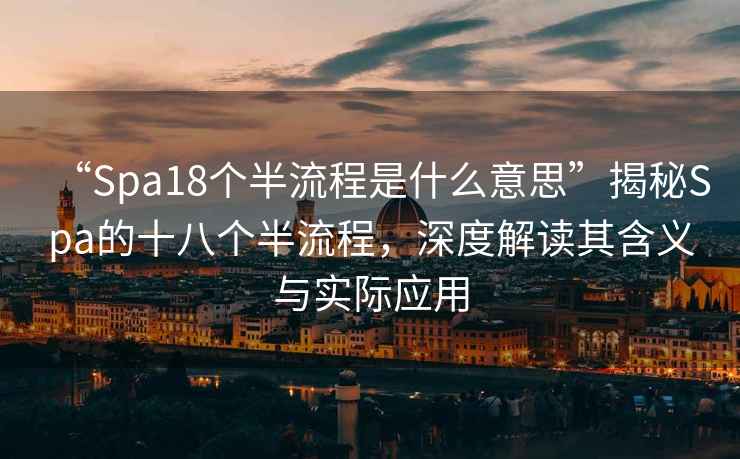 “Spa18個半流程是什么意思”揭秘Spa的十八個半流程，深度解讀其含義與實際應用