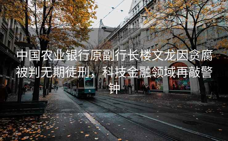 中國農業銀行原副行長樓文龍因貪腐被判無期徒刑，科技金融領域再敲警鐘