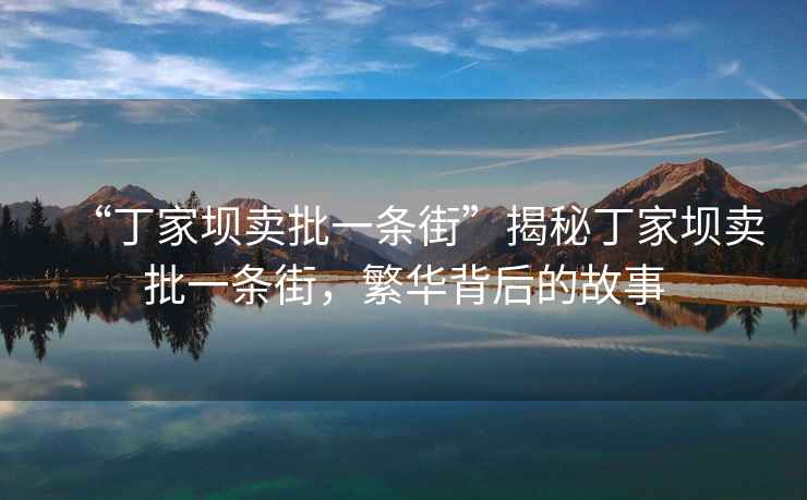 “丁家壩賣批一條街”揭秘丁家壩賣批一條街，繁華背后的故事