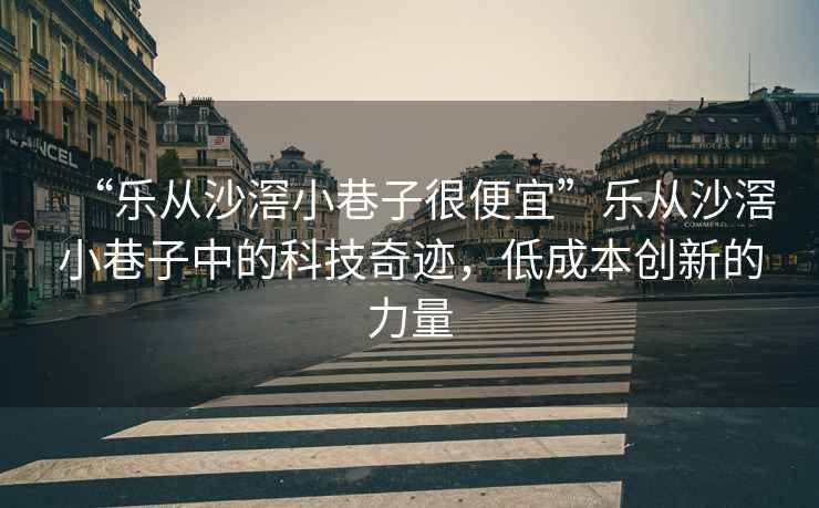 “樂從沙滘小巷子很便宜”樂從沙滘小巷子中的科技奇跡，低成本創新的力量