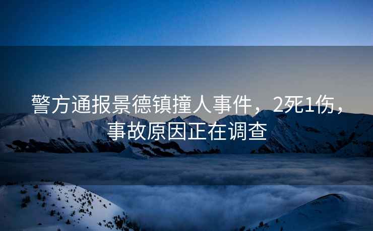 警方通報景德鎮撞人事件，2死1傷，事故原因正在調查