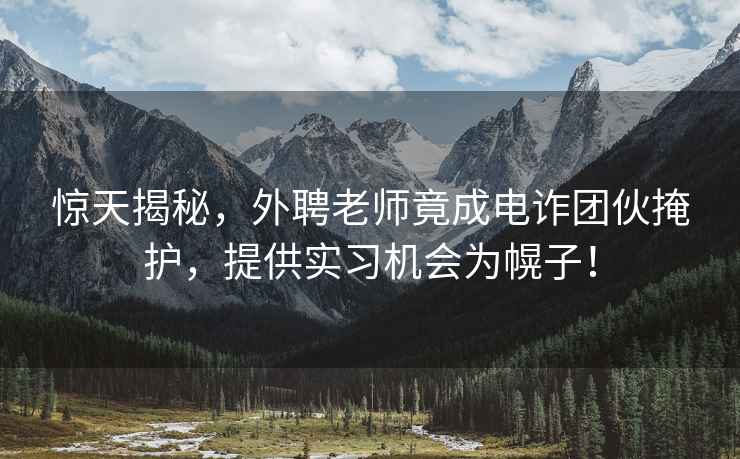 驚天揭秘，外聘老師竟成電詐團(tuán)伙掩護(hù)，提供實(shí)習(xí)機(jī)會為幌子！