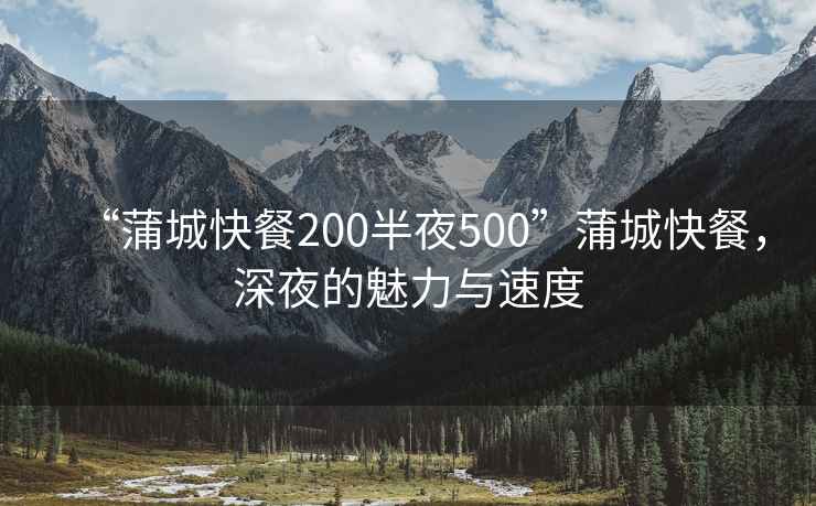 “蒲城快餐200半夜500”蒲城快餐，深夜的魅力與速度