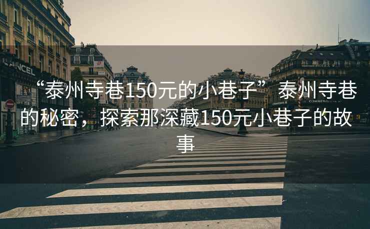 “泰州寺巷150元的小巷子”泰州寺巷的秘密，探索那深藏150元小巷子的故事