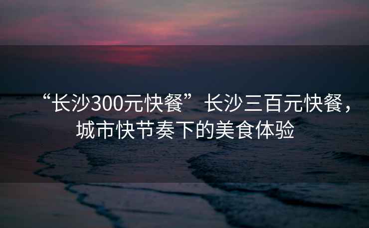 “長沙300元快餐”長沙三百元快餐，城市快節奏下的美食體驗