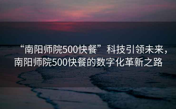 “南陽師院500快餐”科技引領(lǐng)未來，南陽師院500快餐的數(shù)字化革新之路