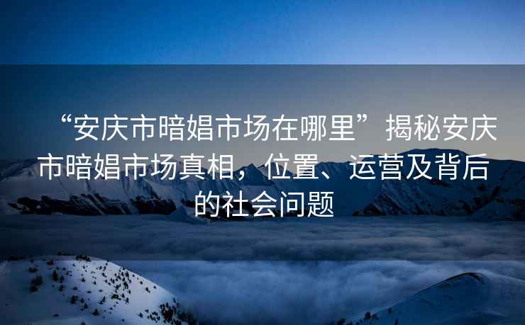 “安慶市暗娼市場在哪里”揭秘安慶市暗娼市場真相，位置、運營及背后的社會問題