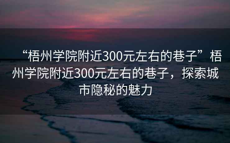 “梧州學院附近300元左右的巷子”梧州學院附近300元左右的巷子，探索城市隱秘的魅力