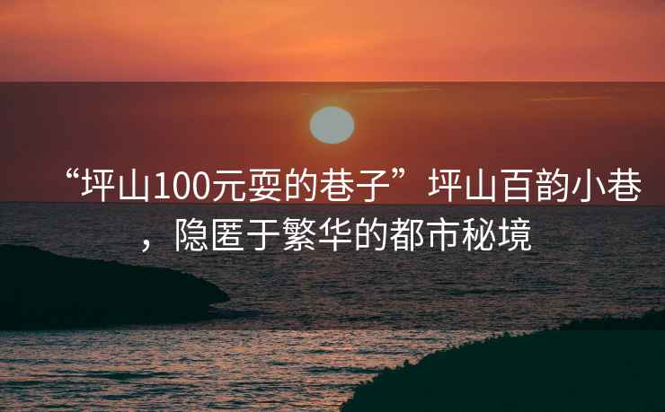 “坪山100元耍的巷子”坪山百韻小巷，隱匿于繁華的都市秘境