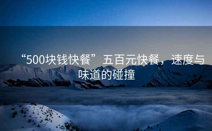 “500塊錢快餐”五百元快餐，速度與味道的碰撞