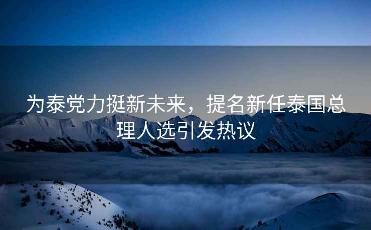 為泰黨力挺新未來，提名新任泰國總理人選引發熱議