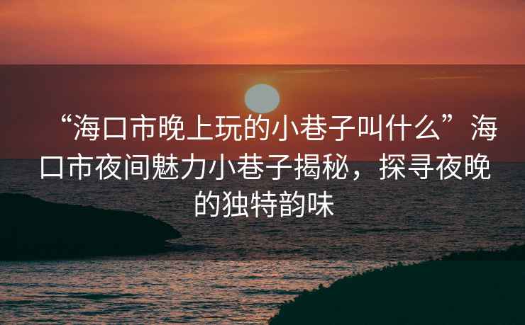 “海口市晚上玩的小巷子叫什么”海口市夜間魅力小巷子揭秘，探尋夜晚的獨特韻味